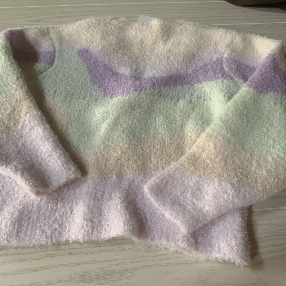 Divided Brand Womens XS Fluffy Sweater‎ Cream Lavender Green - Picture 7 of 7